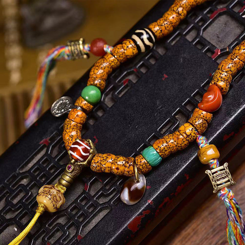 EverestArtstudios Natural Jade-Finished Crackled Xingyue Bodhi 108-Bead Mala