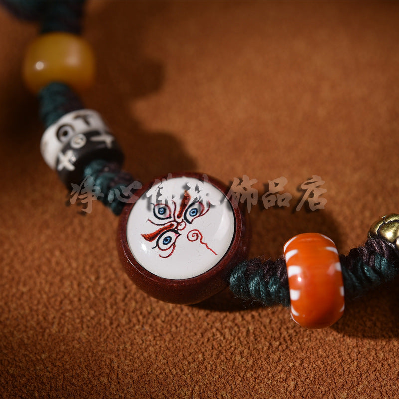 EverestArtstudios Heaven and Earth Agate Dzi-Style Woven Bracelet