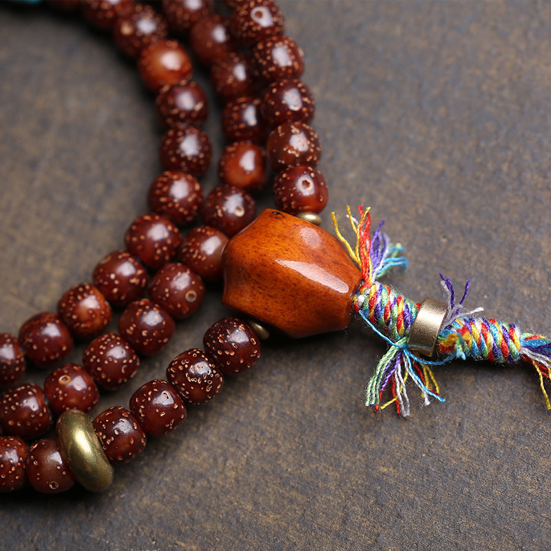 Natural old seed Xingyue Bodhi plate playing beaded Tibetan cultural play beads purple gold mouse return aggregate device turquoise accessories