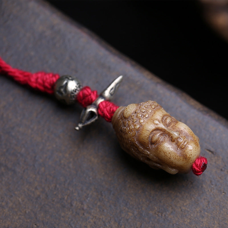 Tibetan reflux bone bucket beads 108 Buddha beads neck hanging old material copper nine-eye clip conch bucket beads accessories
