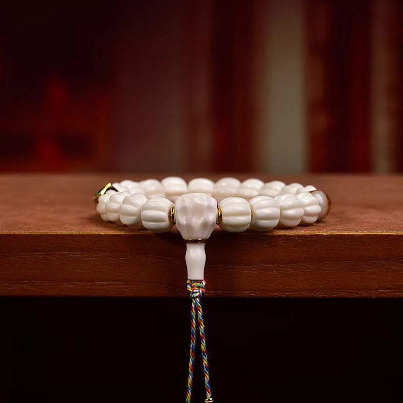 EverestArtstudios Bone Inlaid Bead Agate Dzi-Style Bracelet