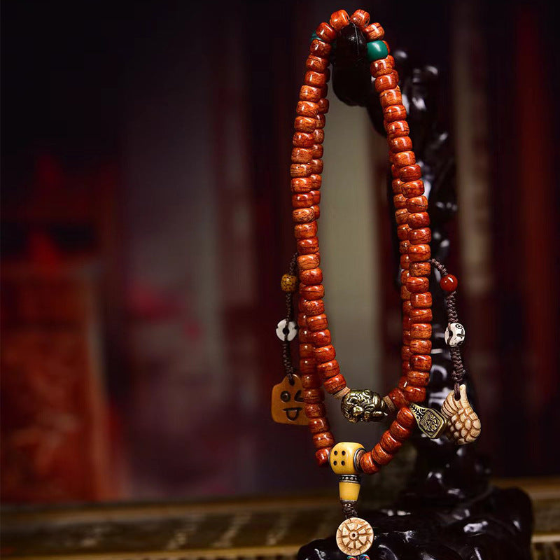 EverestArtstudios Tibetan Vintage Camel Bone 108-Bead Mala with Zaki Lhamo Clip