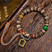 EverestArtstudios Bone Barrel Bead Agate Dzi-Style Bracelet