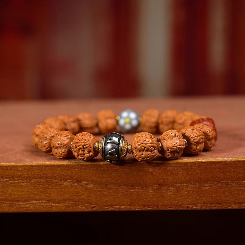 EverestArtstudios Vajra Bodhi Seed Agate Accent Bracelet