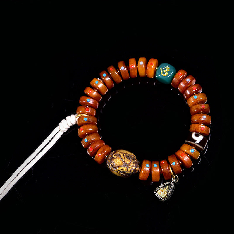 EverestArtstudios Camel Bone Tassel Cord Bracelet
