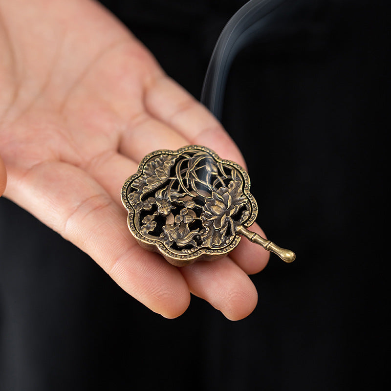 Incensario de abanico Pez y Hoja de Loto
