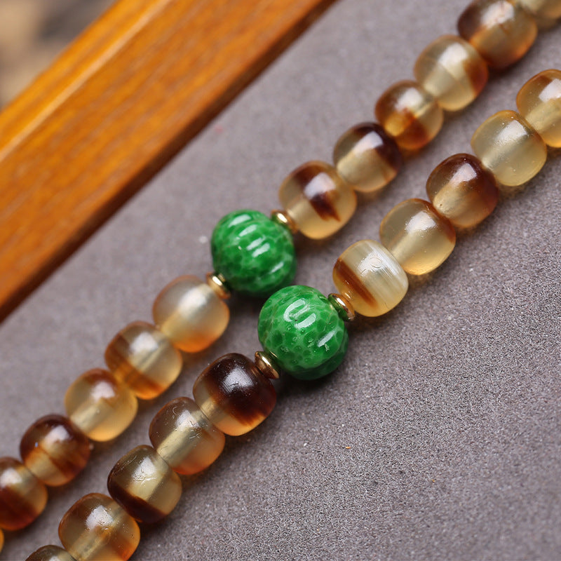 Natural Golden Armor 108 Buddha Beads, Turtle Barrel Bead Plate Play Beaded Old Bone Tee Diamond Bodhi Horn Accessories