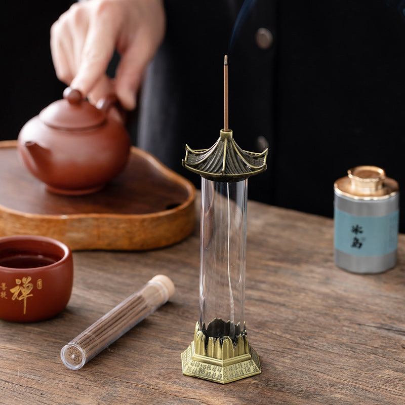 Creative antique gazebo backflow incense burner ornamental ornament antique household backflow smoke aromatherapy burner Chinese aromatherapy burner