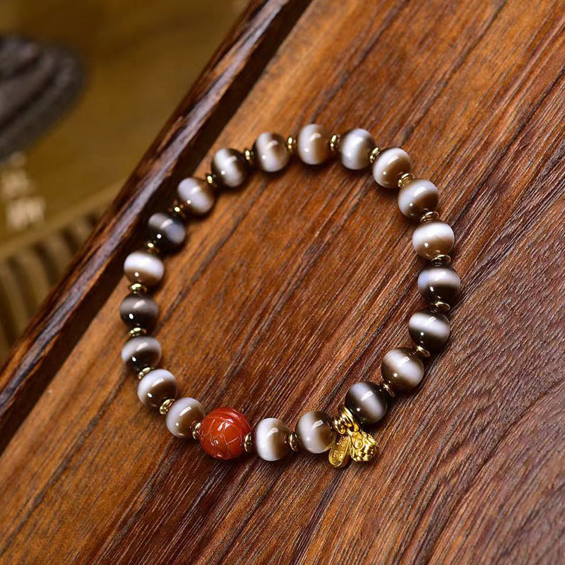 EverestArtstudios Etched Line Bead Agate Accent Bracelet