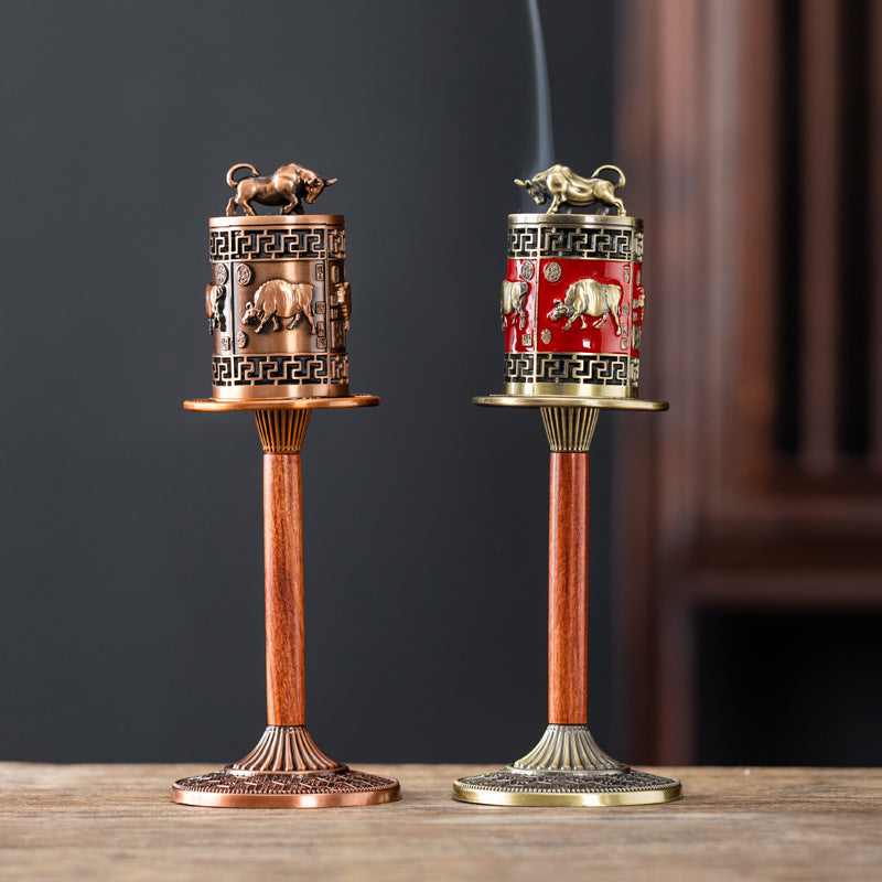 Cross-border aromatherapy stove Niu Zhuan Qiankun creative rotatable stove home decoration desktop incense burner bullish ornament
