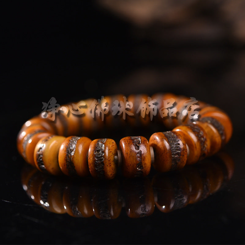 EverestArtstudios Bone Engraved Barrel Bead Bracelet