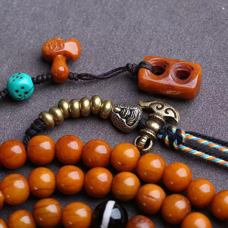 Tibetan return yak bone 108 Buddha beads round beads agate line beads camel bone tee copper faceless Buddha accessories