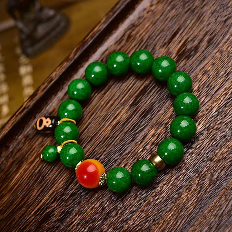 EverestArtstudios Jade-Look Bead Ghau Charm Bracelet