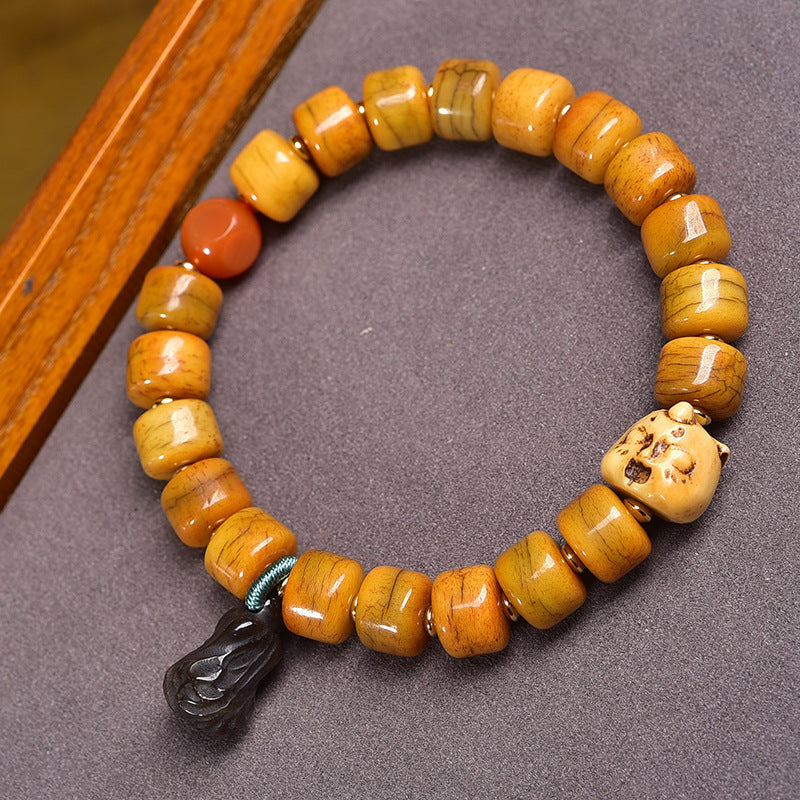 EverestArtstudios Bone Barrel Bead Color Accent Bracelet