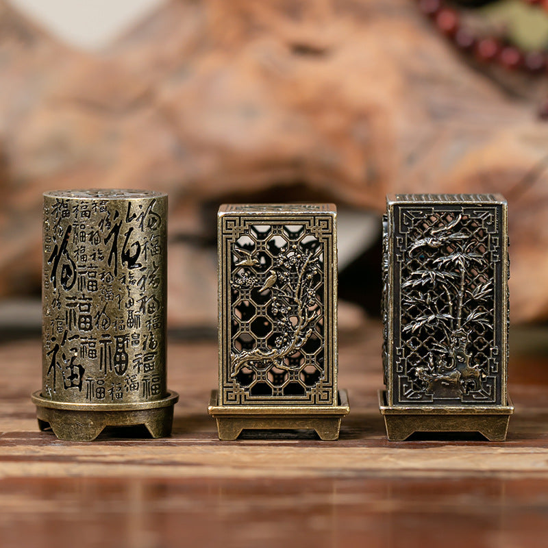 Vertical Baifu furnace is happy with the eyebrows and hollow incense burner office ornament creative alloy incense burner