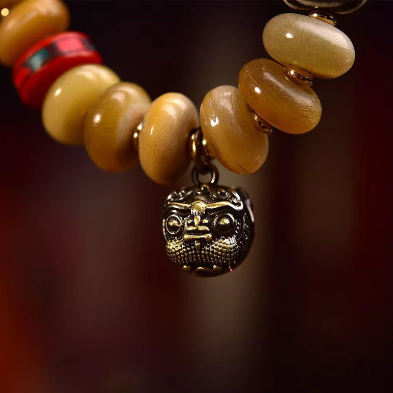 EverestArtstudios Antler Accent Agate Dzi-Style Beaded Bracelet