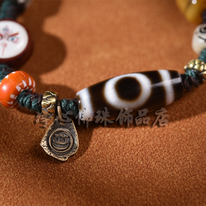 EverestArtstudios Heaven and Earth Agate Dzi-Style Woven Bracelet