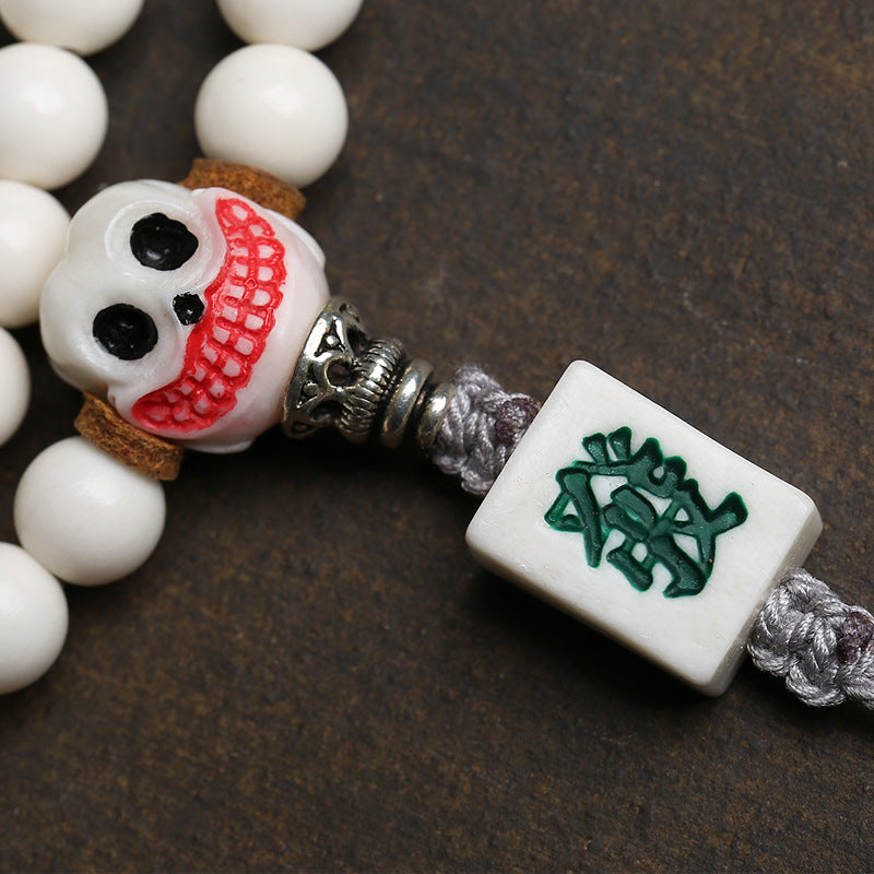 EverestArtstudios Antler 108-Bead Mala with Carved Accents and Fortune Charms