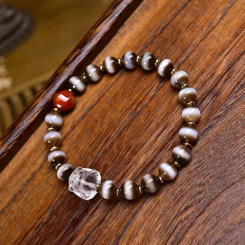 EverestArtstudios Etched Line Bead Agate Accent Bracelet
