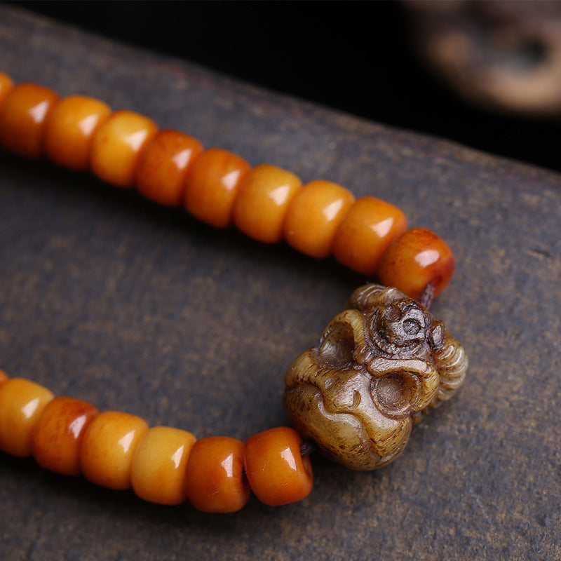 Tibetan return bone bucket beads 108 Buddha beads rosary beads Tianguan blessing pendant yak bone tee Dapeng bird accessories