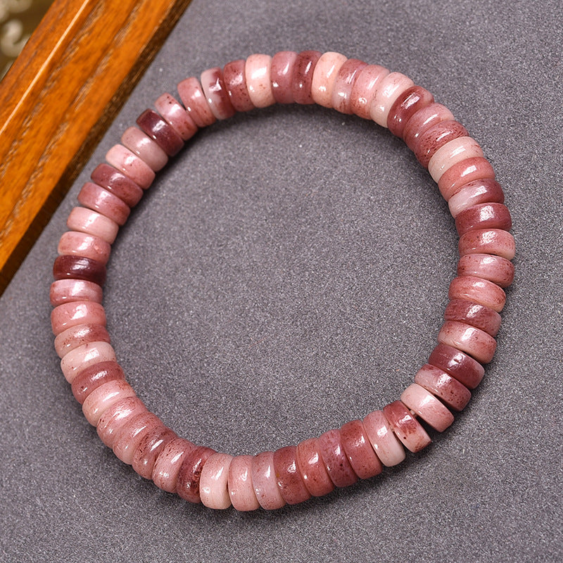 EverestArtstudios Camel Bone Plum Disc Bead Bracelet