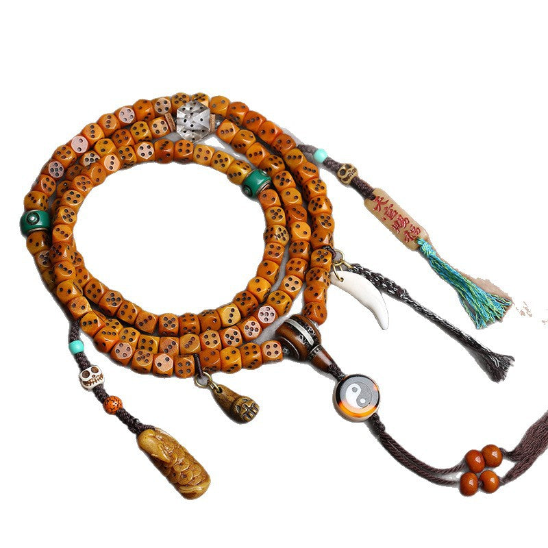 Tibetan return bone carving dice 108 Buddha beads multi-ring bracelet yak bone clip material, camel bone accessories