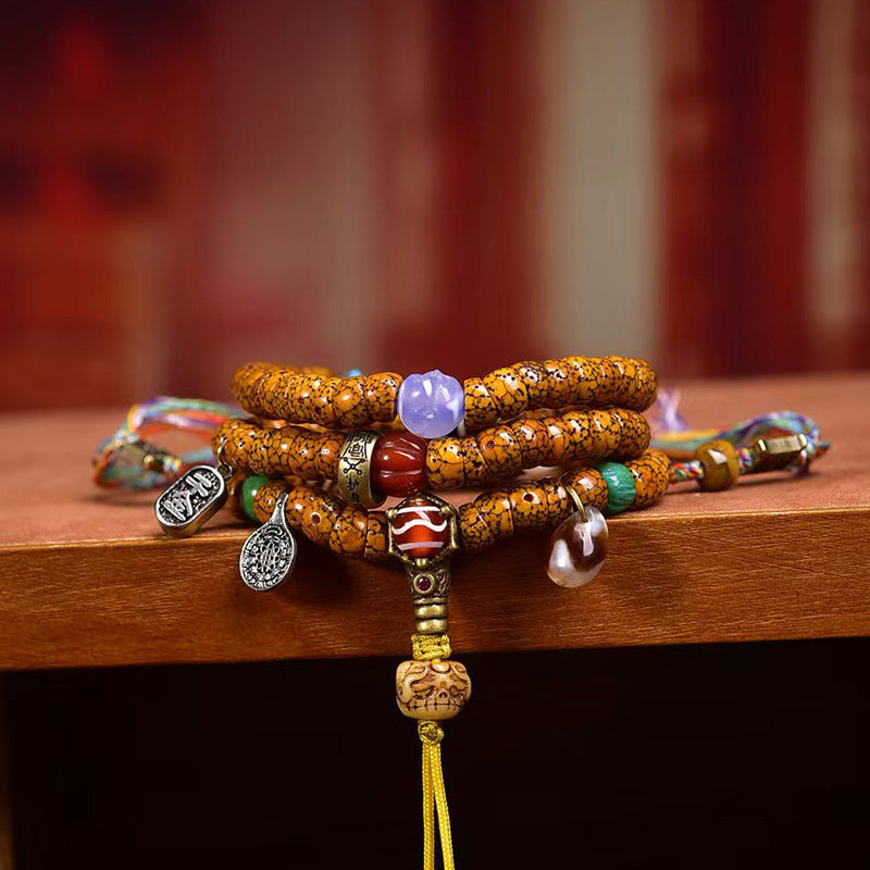 EverestArtstudios Natural Jade-Finished Crackled Xingyue Bodhi 108-Bead Mala