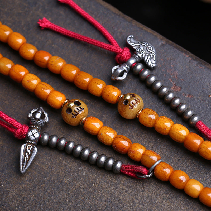 Tibetan return bone bucket beads 108 Buddha beads copper Gawu box Zakiram pendant yak bone tee accessories