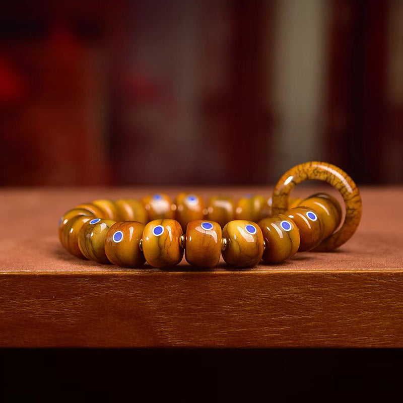 EverestArtstudios Bone Barrel Bead Lapis Inlay Bracelet