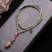 Tibetan reflux bone bucket beads 108 Buddha beads neck hanging old material copper nine-eye clip conch bucket beads accessories