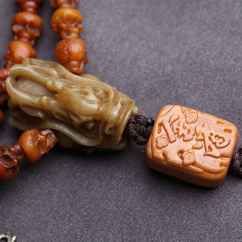 Tibetan reflux bone carving corpse dolin 108 Buddha beads yak bone copper Jiugong Bagua Mani pile side hanging accessories