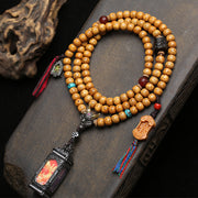 Tibetan Wenwan Star Moon Bodhi Son 108 Buddha Beads Open Old Material Four-sided Small Thangka Buddha Gawu Box Pendant