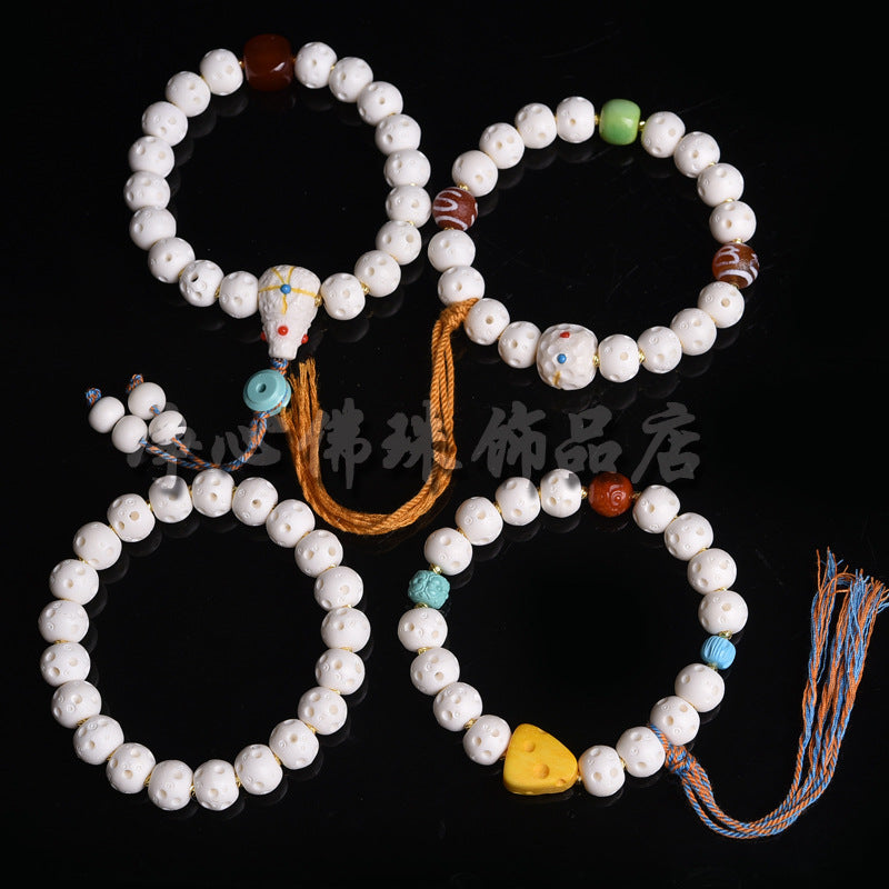 EverestArtstudios Deer Bone Openwork Bead Tassel Bracelet