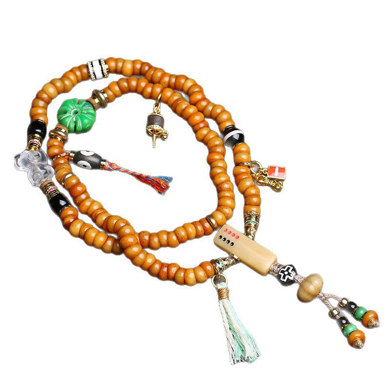Tibetan return bone large intestine beads 108 Buddha beads neck hanging Tibetan Wenwan Croxin camel bone agate accessories