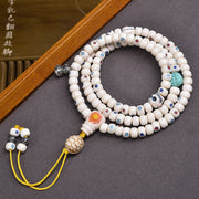 EverestArtstudios Deer Bone Inlaid Mala Wrap Bracelet