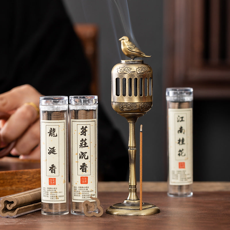 Golden Magpie Palace Lantern Incense Burner No Sticky Powder Small Xiangyun Sandalwood Incense Burner Household Indoor Aromatherapy Burner Crane Spreading Wings Vertical Burner