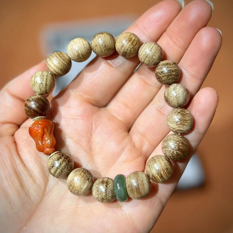 EverestArtstudios Agarwood Nanhong Agate PiXiu Accent Bracelet