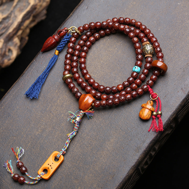 Natural old seed Xingyue Bodhi plate playing beaded Tibetan cultural play beads purple gold mouse return aggregate device turquoise accessories