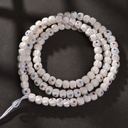 EverestArtstudios Carved Yak Bone and Passion Seed Inlaid 108-Bead DIY Strand