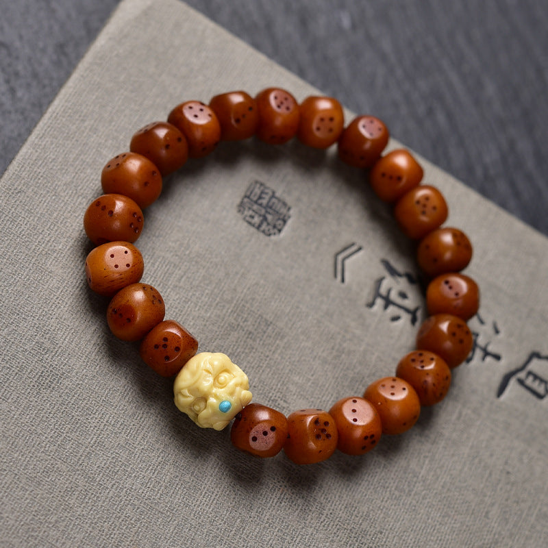 EverestArtstudios Camel Bone Carved Dice Bead Bracelet Collection