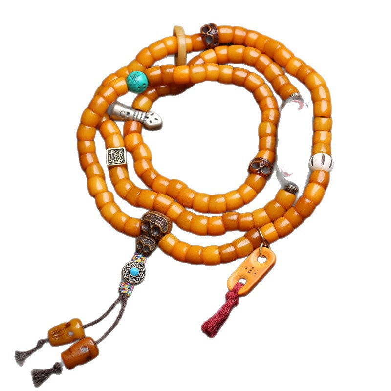 Tibetan return bone 108 Buddha beads, rosary beads, large intestine beads, multi-ring bracelet, yak bone, Dumby tee, feeder accessories.
