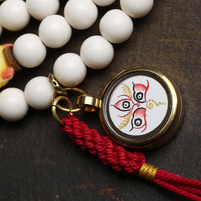 EverestArtstudios Antler 108-Bead Mala with Carved Accents and Fortune Charms