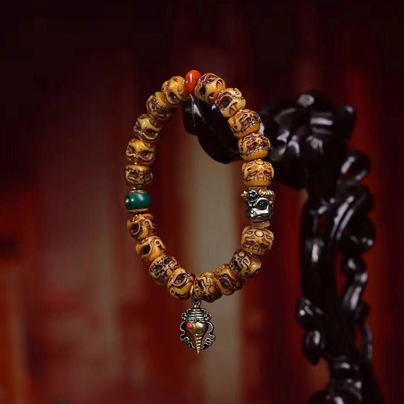 EverestArtstudios Bone Garuda Motif Agate Accent Bracelet