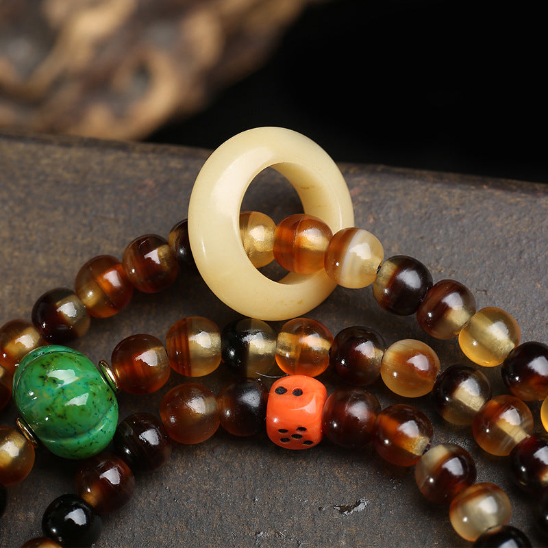Natural Turtle Golden Armor 108 Buddha Beads Multi-circle Bracelet Reflux Bone Tee Running Circle Feeder Dice Accessories