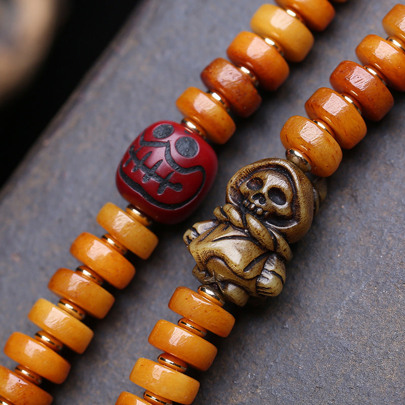 Tibetan return yak bone plate beads 108 Buddha beads rosary beads camel bone elephant god tee glazed purple gold mouse accessories