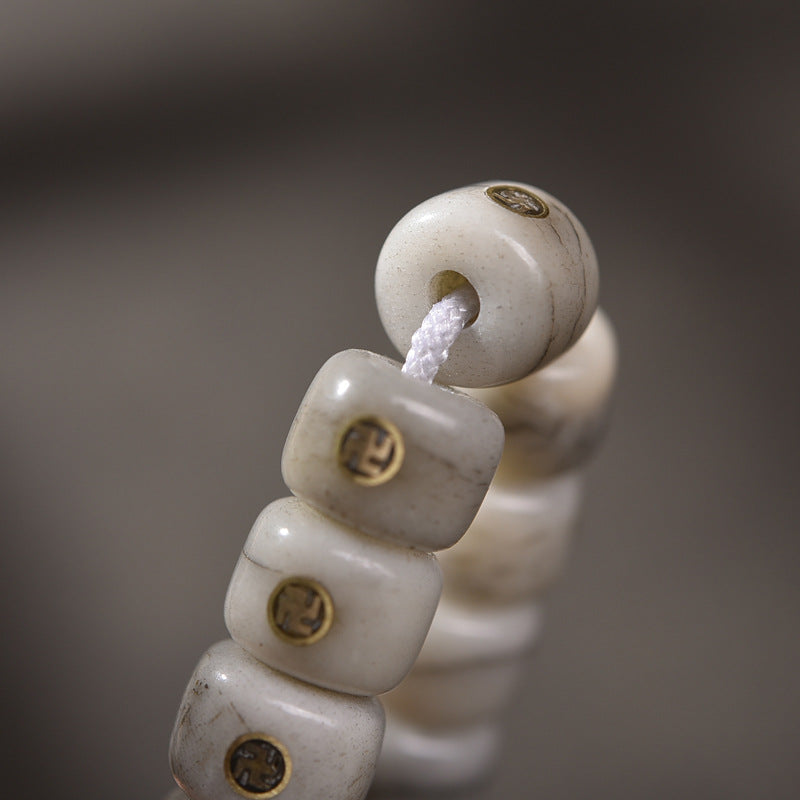 EverestArtstudios Aged Camel Bone Antique Copper Auspicious Wan 108-Bead DIY Strand