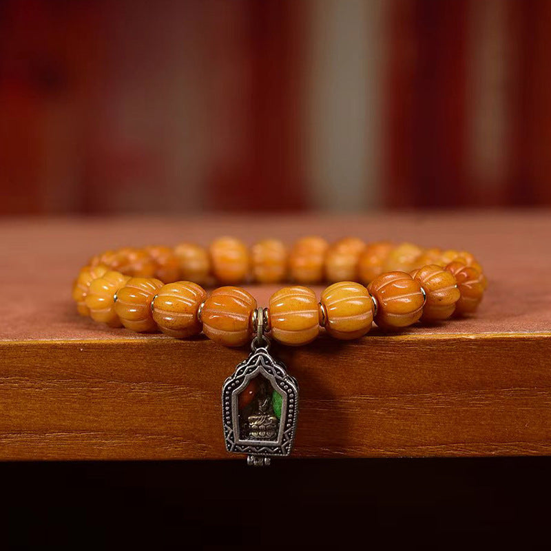 EverestArtstudios Bone Pumpkin Bead Crystal Accent Bracelet