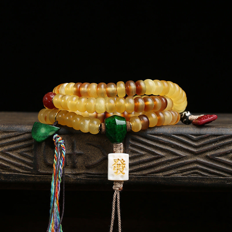 Natural mountain turtle golden armor plate beads 108 Buddha beads multi-ring bracelet cinnabar safe agate paper beads accessories