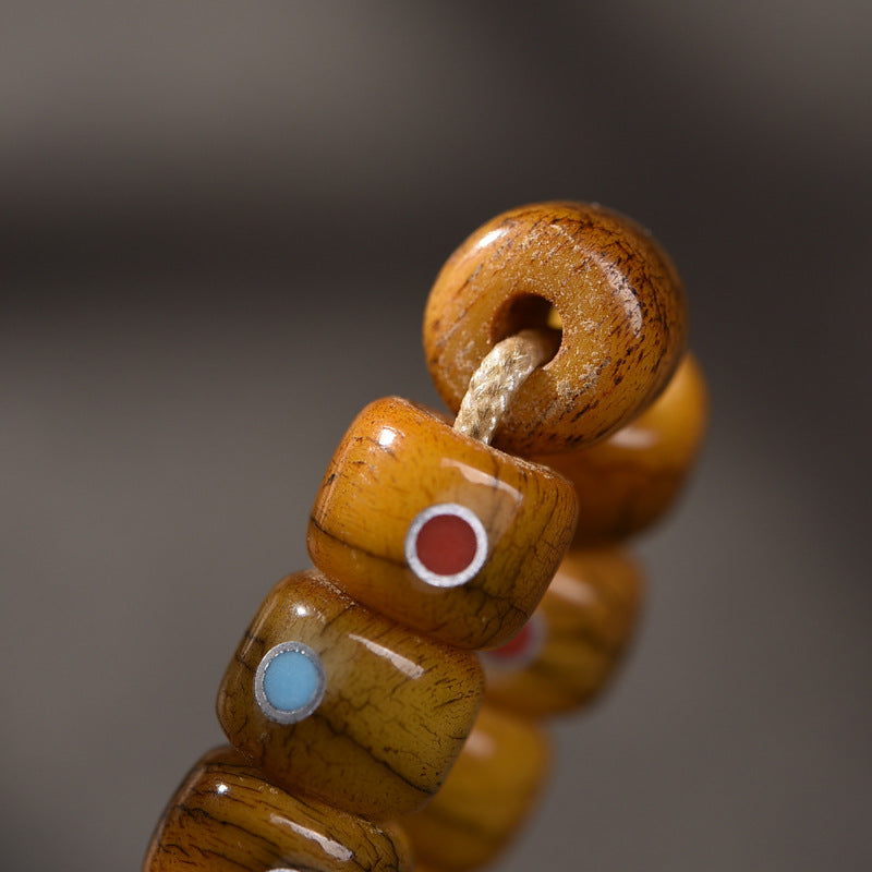 EverestArtstudios Aged Yak and Camel Bone Inlaid 108-Bead DIY Strand
