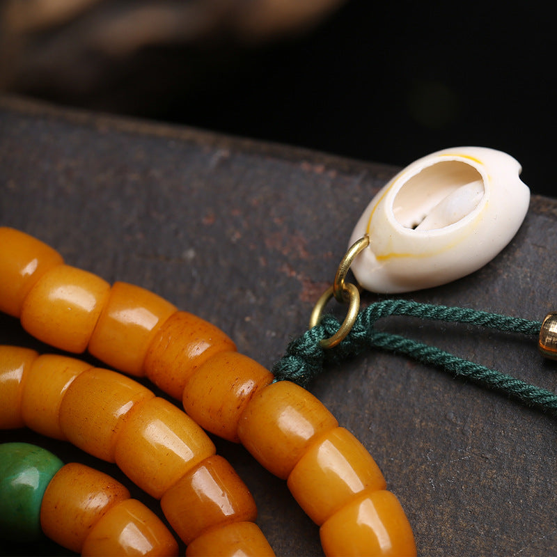 Tibetan returned yak bone large intestine beads 108 Buddha beads copper inlaid Vajra Bodhi camel bone tee accessories